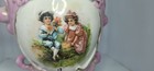 Antique German Porcelain Basket Floral Victorian Children Scene Trinket Dish — photo 1