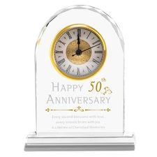 50th Wedding Anniversary Crystal Clock Gifts for Couple Parents, 50 Year Anni...