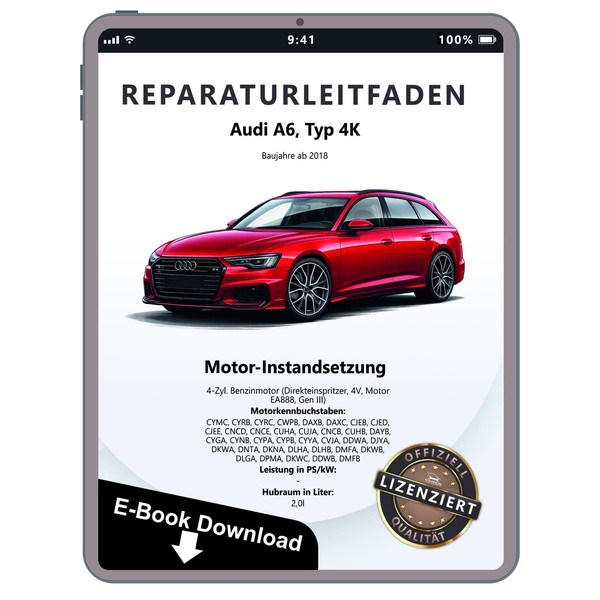 Audi A6 4K Ab 2018 Instandsetzung Benzinmotor 2,0L Reparaturleitfaden Ebook-image