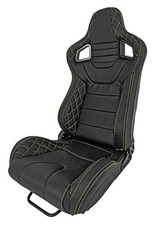 Jegs Racing High Back Sport Seat Black Leather Wyellow Diamond Stitched