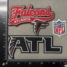LOT OF 3 ATLANTA FALCONS IRON ON EMBROIDERED PATCH