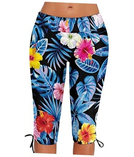 Womens Plus Size Rash Guard Capris High Waist Swimwear Bottoms Long Swim