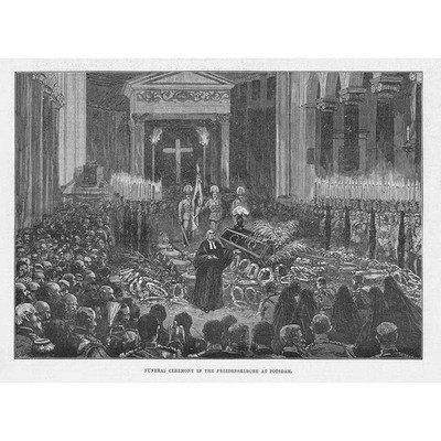 Funeral Ceremony of Emperor Frederick III at Potsdam - Antique Print 1888