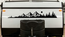 Mountain Forest Vinyl Decal - Sun Trees Truck Rv Camper Wilderness Graphic V25