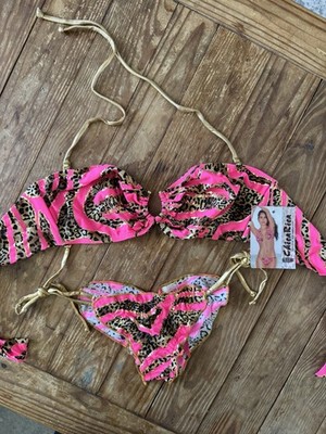 Chica Rica Sumatra Pink Bandeau Top size D = Extra large Bottom Small