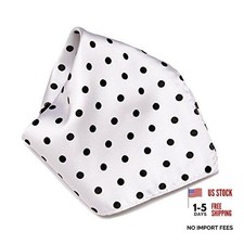 Vesuvio Napoli WHITE with BLACK Polka Dots Handkerchief Pocket Square Hanky