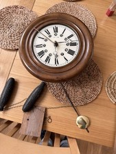 Antique German Black Forest Wall Clock | 24 Hour Dial Pinecone Weights Pendulum