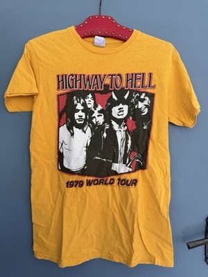 Highway To Hell AC/DC Mustard Yellow Vintage Band T Shirt Xsmall