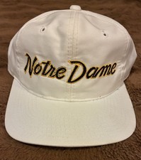 Vintage Notre Dame Sports Specialties The Twill Script Snapback Hat 90s White