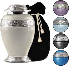 Large Cremation Urn for Ashes - Pearl White or Violet Urns for Mom, Dad, Husband