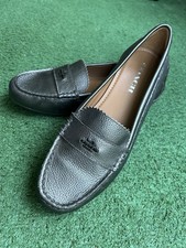 Coach Odette Black Pebbled Leather Slip On Driver Loafers Flats Women's 9.5B