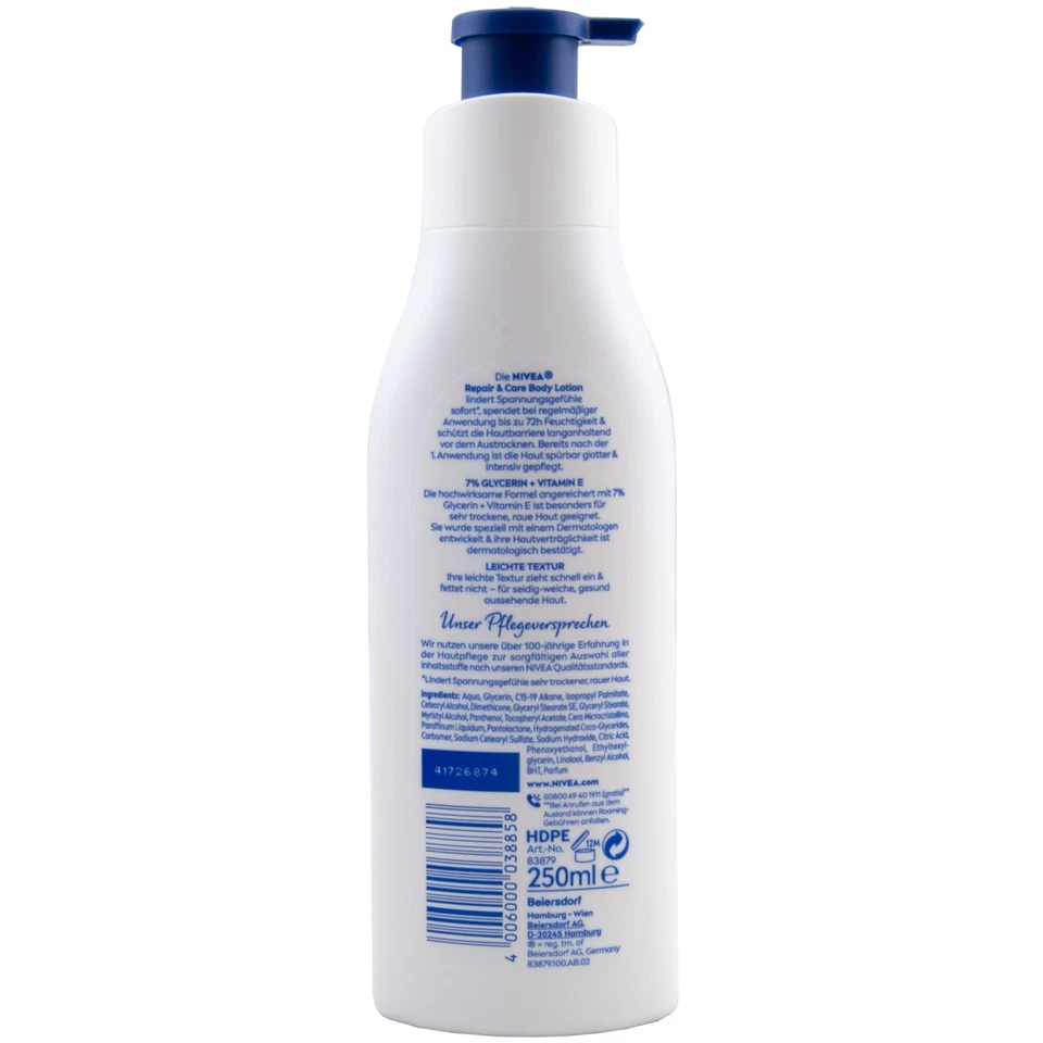 Nivea Body Lotion Repair & Care 72h Feuchtigkeit 12 x 250ml sehr trockene Haut - Bild 2 von 2