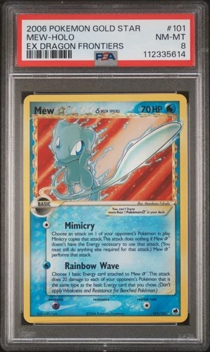 2006 POKEMON EX DRAGON FRONTIERS GOLD STAR #101 MEW-HOLO PSA 8