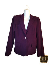 Pre owned Women's Calvin Klein Purple Blazer with Gold Button Size 8P