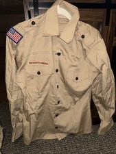 Boy Scout BSA UNIFORM SHIRT Men  s Small Long Sleeve Tan V61