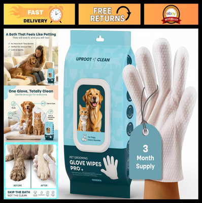 Extra-Thick Pet Cleaning Gloves for Dogs & Cats - Wipe Paws, Ears, Body - 20 Pac