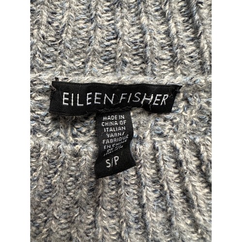 Eileen Fisher Grobstrick Cropped Pullover Gr. S blau grau Wolle recycelte Baumwolle - Bild 4 von 9