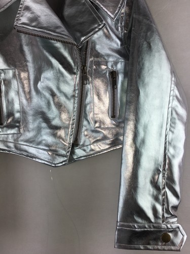 Ooh La La Couture Little Girls Silver Metallic Pleather Bolero Cropped Jacket - Picture 5 of 11