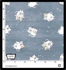 Michael Miller Fabrics~ Snorkeling~Blue~Pur-fect Friends~Cat Fabric~BTY, CX10997