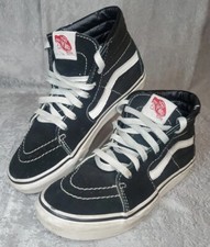 VANS Hi High Top 721356 Black/White Canvas Skate Shoes Youth 3 lace up Classic