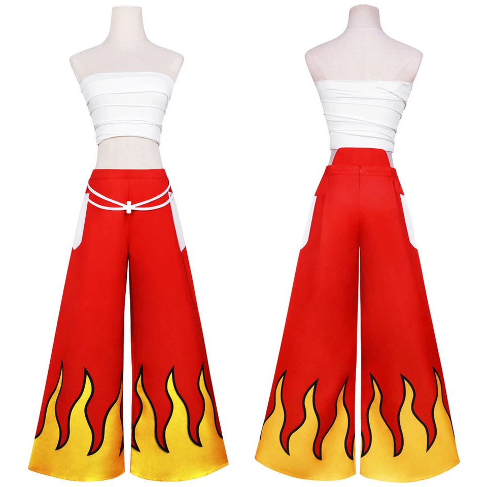 FAIRY TAIL Cosplay Erza Disfraz Escarlata Pantalones Blanco Tubo Prendas para el torso Conjunto Completo Foto 4 de 4