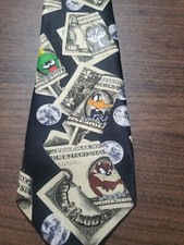 Vintage Looney Tunes Neck Tie Taz Tasmanian Devil bugs bunny Marvin the Martian