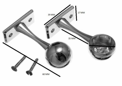 Wardrobe rod rail socket end support bracket 19mm chrome plated Qty. pack 2