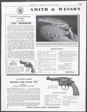 Anuncio impreso pistola revólver Smith & Wesson 357 Magnum 1952 vintage/38 especial
