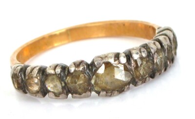 ANTIKER GEORGISCHER DIAMANTRING ROSENSCHLIFF STERLINGSILBER FASSUNG PUNZE 2,6 G S6