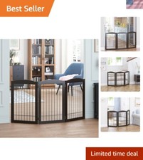 Expandable Freestanding Pet Dog Gate - 30" Tall with Elegant Espresso Finish
