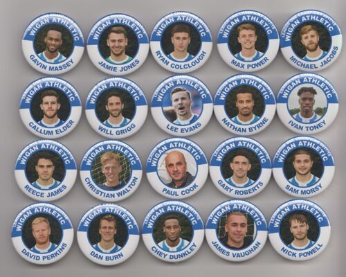 WIGAN  ATHLETIC FC  LEAGUE ONE CHAMPIONS 2017/18  BADGES X20  38mm  IN SIZE - Picture 1 of 1