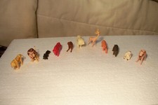 Lot of 11 Vintage Hard Plastic Animals Hong Kong Lion Camel Tiger Giraffe