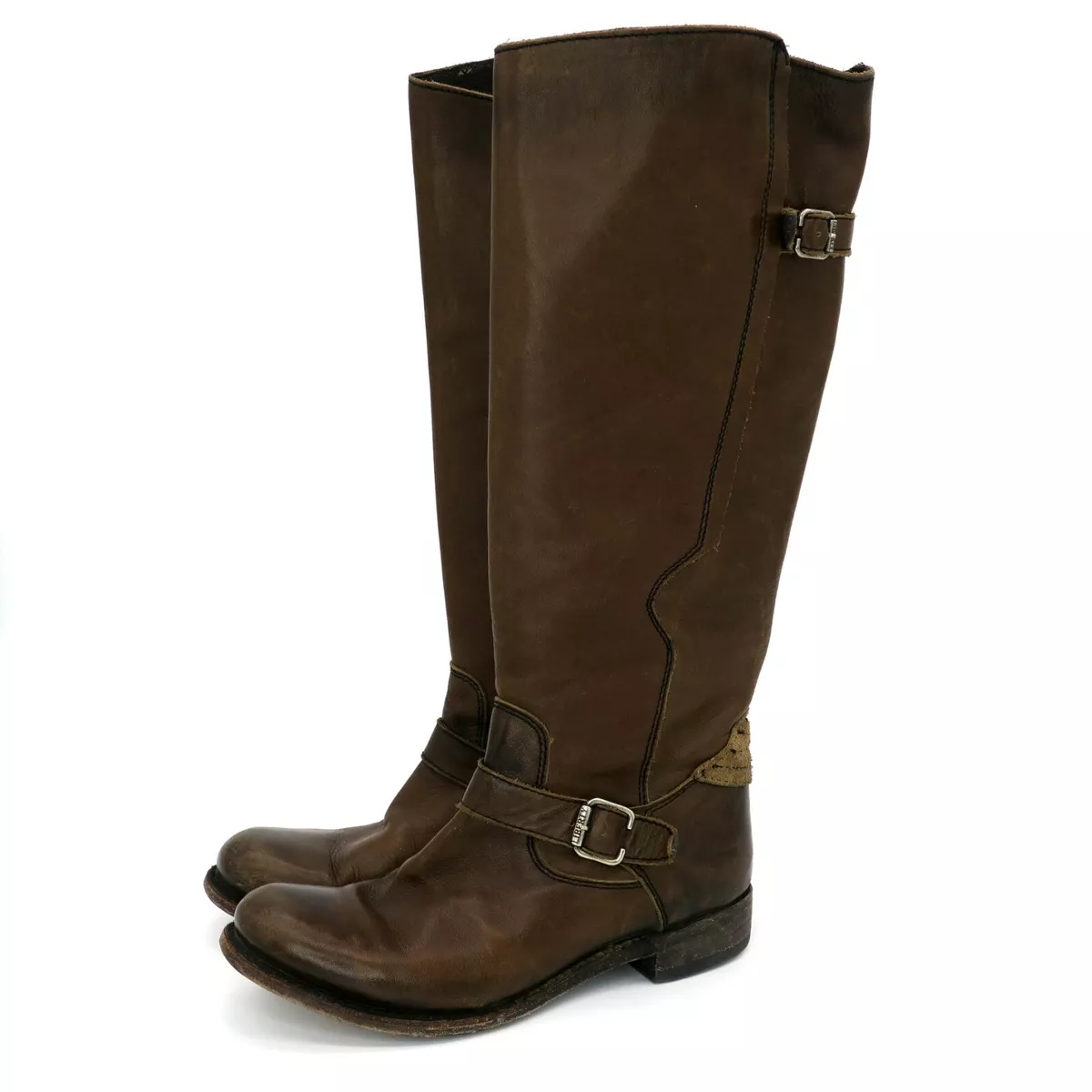 Liberty Black Distressed America Tall Riding Boots Brown Leather Women s 6.5