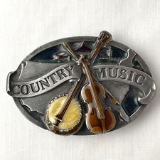 VINTAGE 1984 COUNTRY MUSIC Commemorative Pewter SISKIYOU BELT BUCKLE