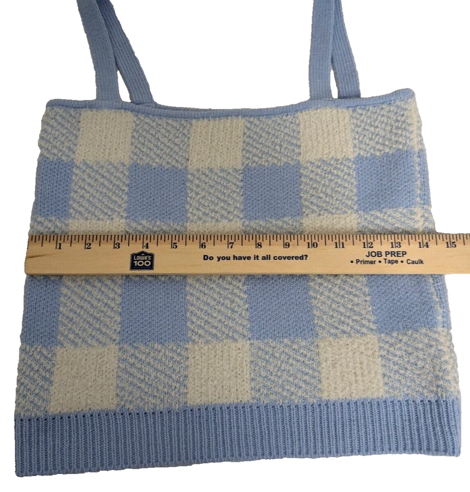 Camisa sin mangas Willow & Wind para mujer a cuadros de punto difuso talla mediana azul blanco Foto 4 de 4