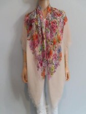 Valentino Pale Pink/Multicolor Floral Print Large Square Scarf