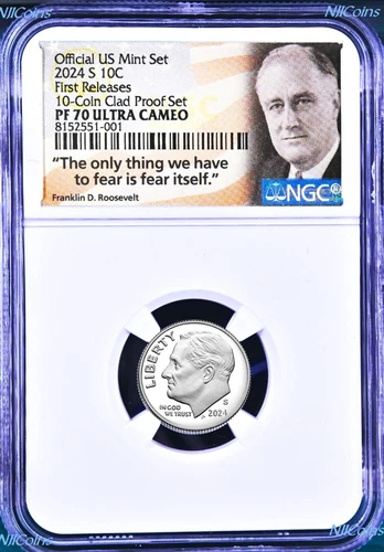 2024 S Proof 10C Clad Roosevelt Dime 10-coin-set Version NGC PF70 ULTRA CAMEO FR