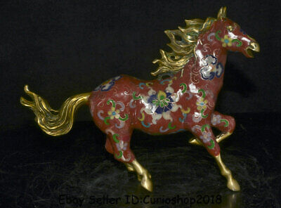 LAOJUNLU an Old Gilt Horse with Cloisonne Inlaid with Gems and Pure Copper from The Old Collection. 