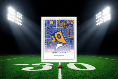 Los Angeles Rams SOFI  Stadium  Location Map NFL Stadium Art  Decor