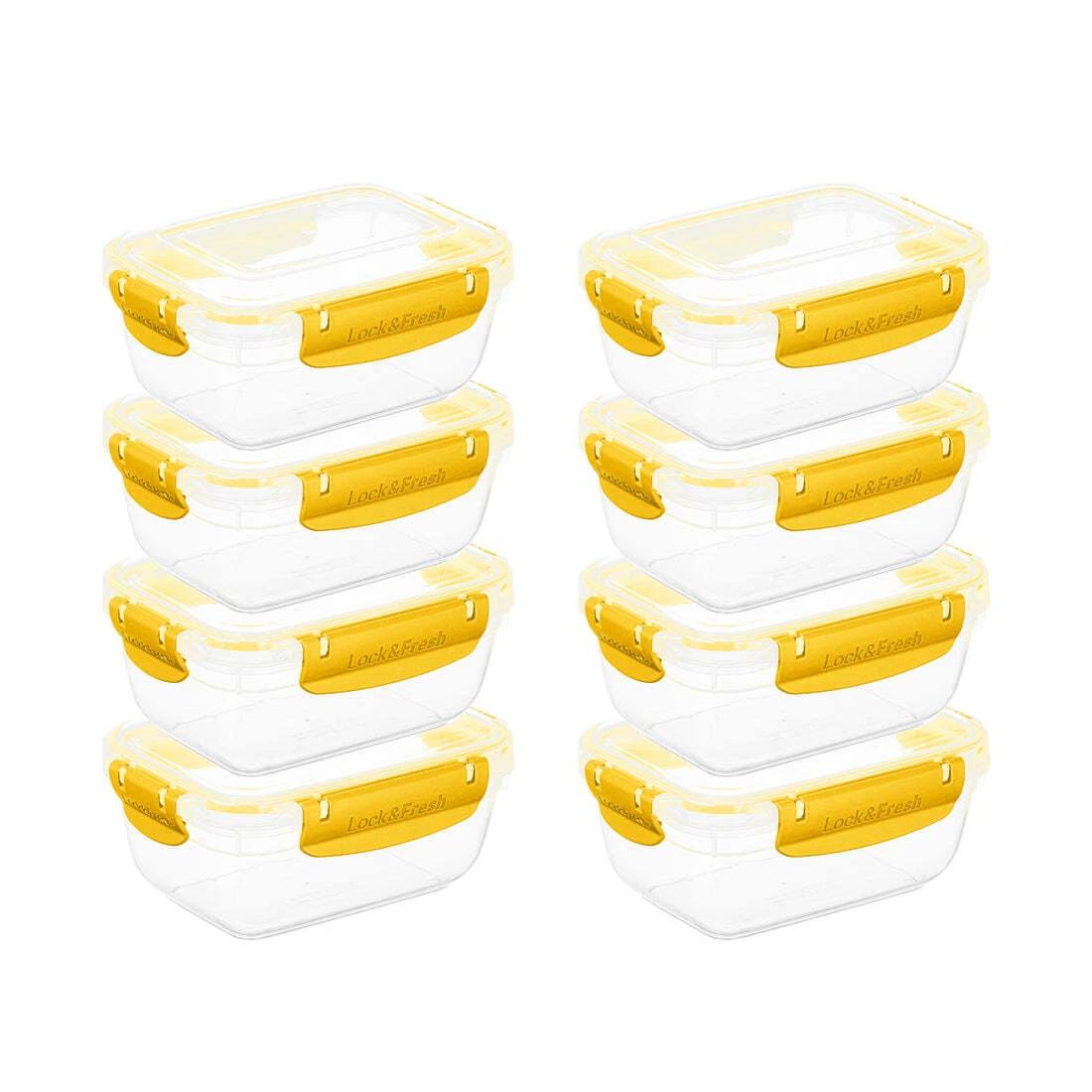 Superio Plastic Food Storage Containers, Airtight Lids, 27 oz., Yellow, 8 pack
