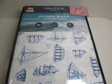 New Nautica Home Ocean Wash King Sheet Set Whitewood Sailboat 400 TC Blue New