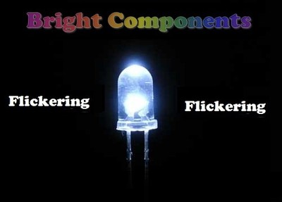 5 x weiße flackernde LED 3 mm - Kerze/Flimmereffekt - UK-Verkäufer