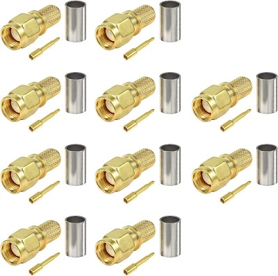 EIGHTWOOD 50x SMA Plug male Straight Crimp RF connector for LMR240 Cable 50 Ohm NEW