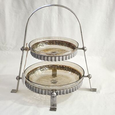 2 Tier Serving Tray Stand Rustic and Eclectic Party Serving Stand NEW