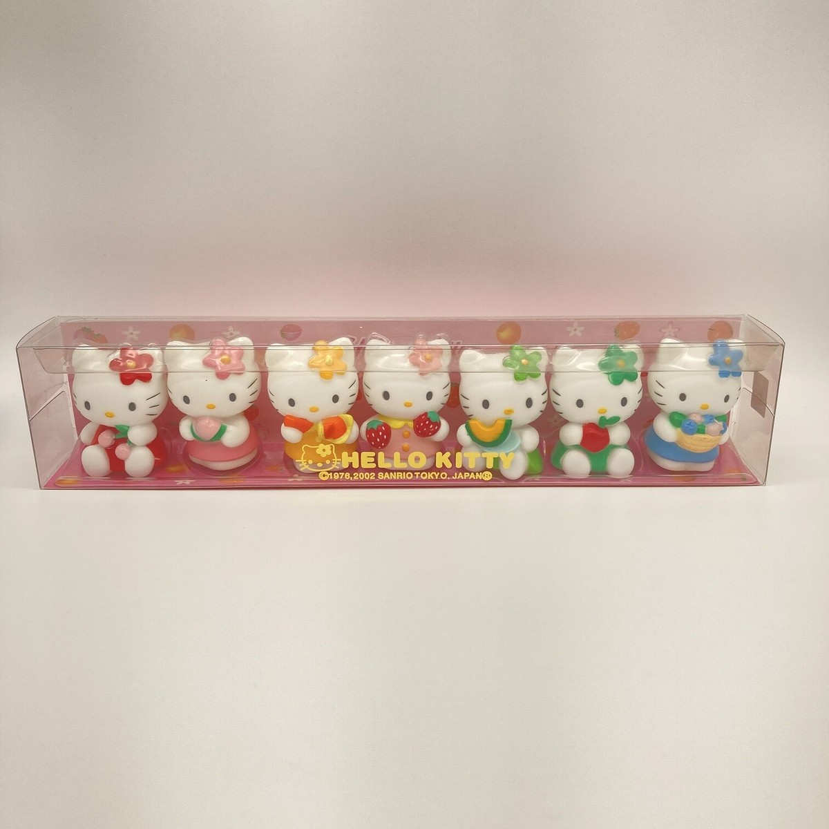 Hello Kitty Fruit Doll Figure Set of 7 Sanrio 2002 Very Rare