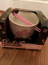 MATTEL Barbie Ramen Noodle Ceramic Soup Bowl with Chopsticks &Spoon BNIB CUTE