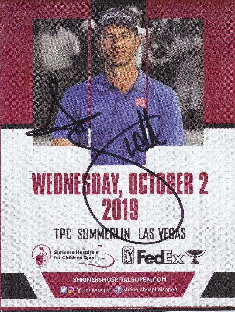ADAM SCOTT Signed TPC PAIRING SHEET COA