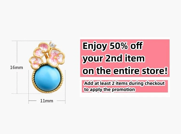 Aretes de piedras preciosas turquesa bohemia - delicada forma de flor enchapados en oro de 18 quilates Foto 3 de 4