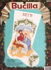 Bucilla 82829  O HOLY NIGHT  18" Diagonal Stocking Counted Cross Stitch