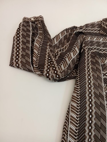 Vintage Kleid mit Ethno-Muster in Braun – Gr. 40 - Bild 3 von 6